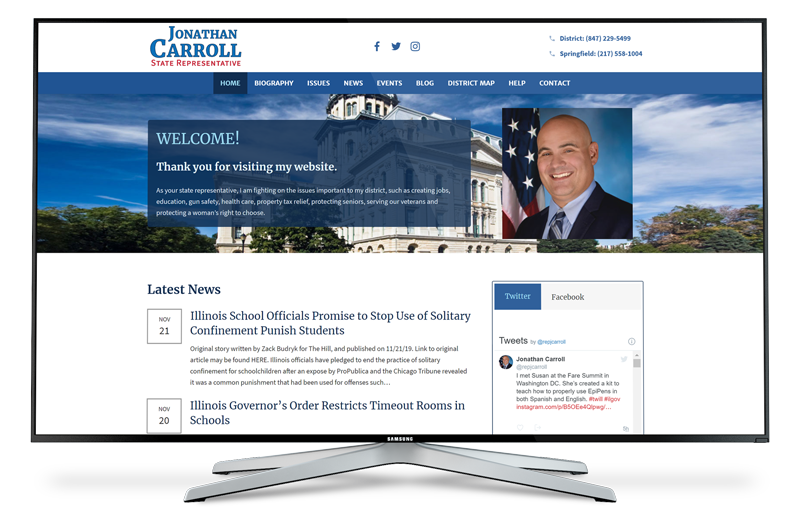 Ruben Digital Marketing Team - Client Work Examples - Website Gallery - Illinois 57th District State Representative Jonathan Carroll