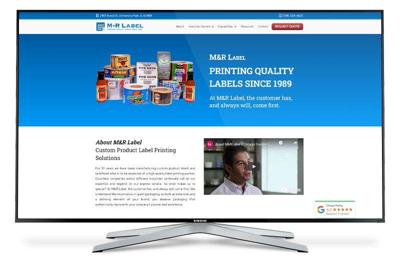 Ruben Digital Marketing Team - Client Work Examples - Website Gallery - M&R Label Custom Label Design & Printing