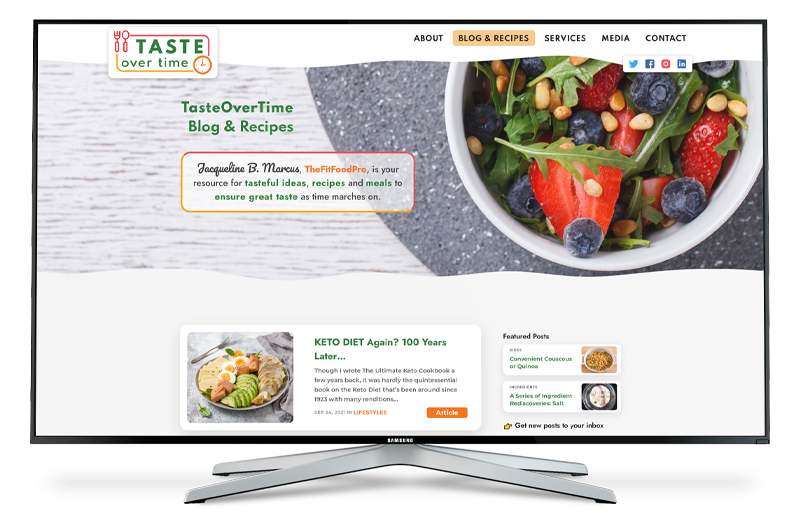 Ruben Digital Marketing Team - Client Work Examples - Website Gallery - Taste Over Time - Recipes Meals & More