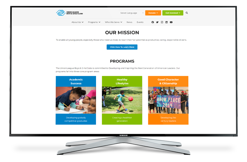 Ruben Digital Marketing Team - Client Work Examples - Website Gallery - Union League Boys & Girls Clubs